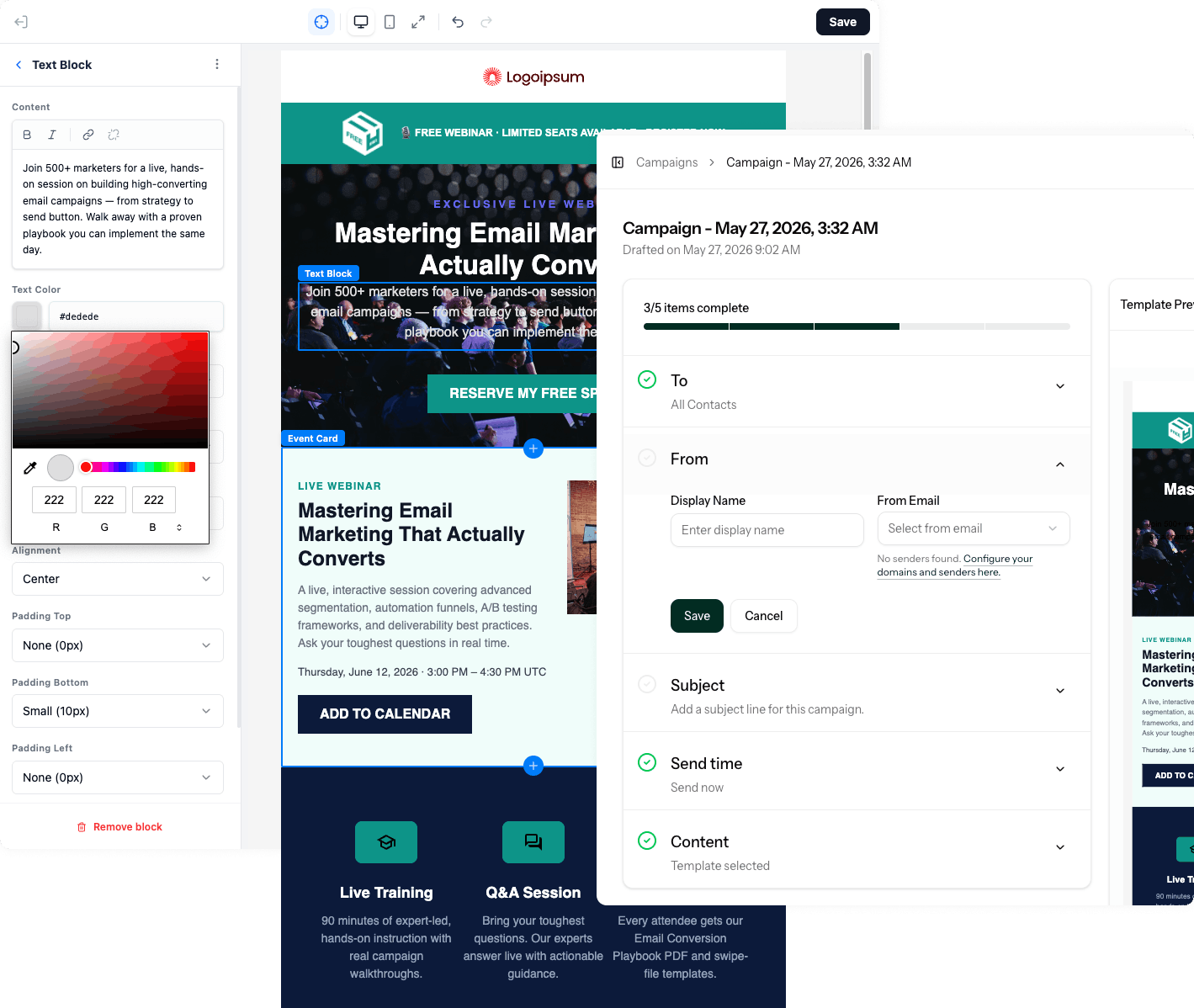 Visual Email Campaign Designer